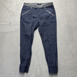 7 For All Mankind Linen Blend Boyfriend Jogger Women’s 27 Ankle Zip Herringbone